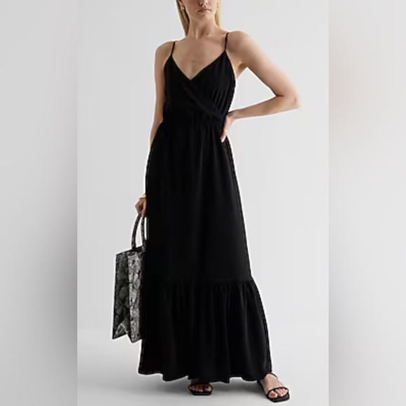 Express Dresses & Skirts - NWT Express Satin Wrap Front Tiered Maxi Dress